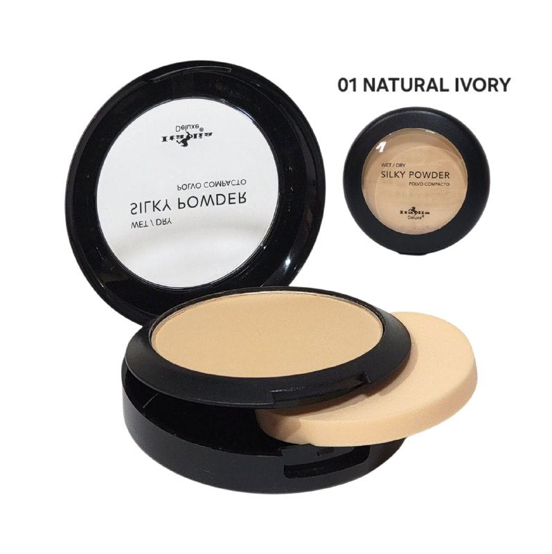 POLVO COMPACTO LIGERO MATE TONO 01 NATURAL IVORY ITALIA DELUXE 8G