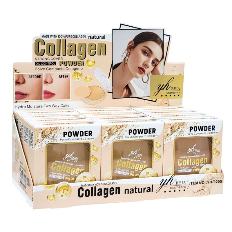 POLVO DE MAQUILLAJE COMPACTO DOBLE DE COLAGENO YH BEJA COSMETICS 30G
