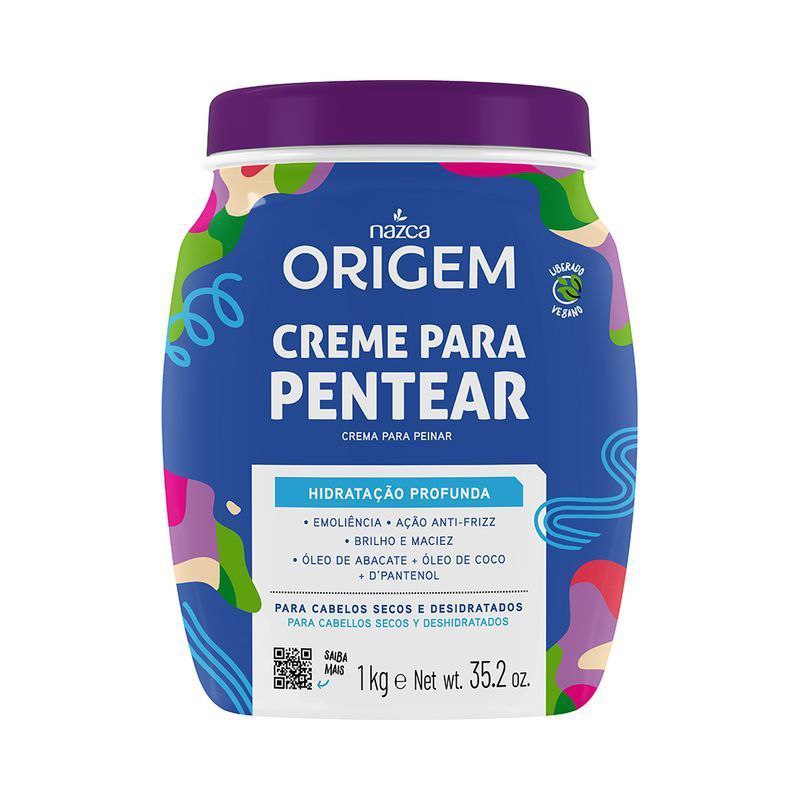 CREMA PARA PEINAR PARA CABELLOS SECOS CON ACEITE DE AGUACATE, ACEITE DE COCO Y D PANTENOL NAZCA ORIGEM 1KG