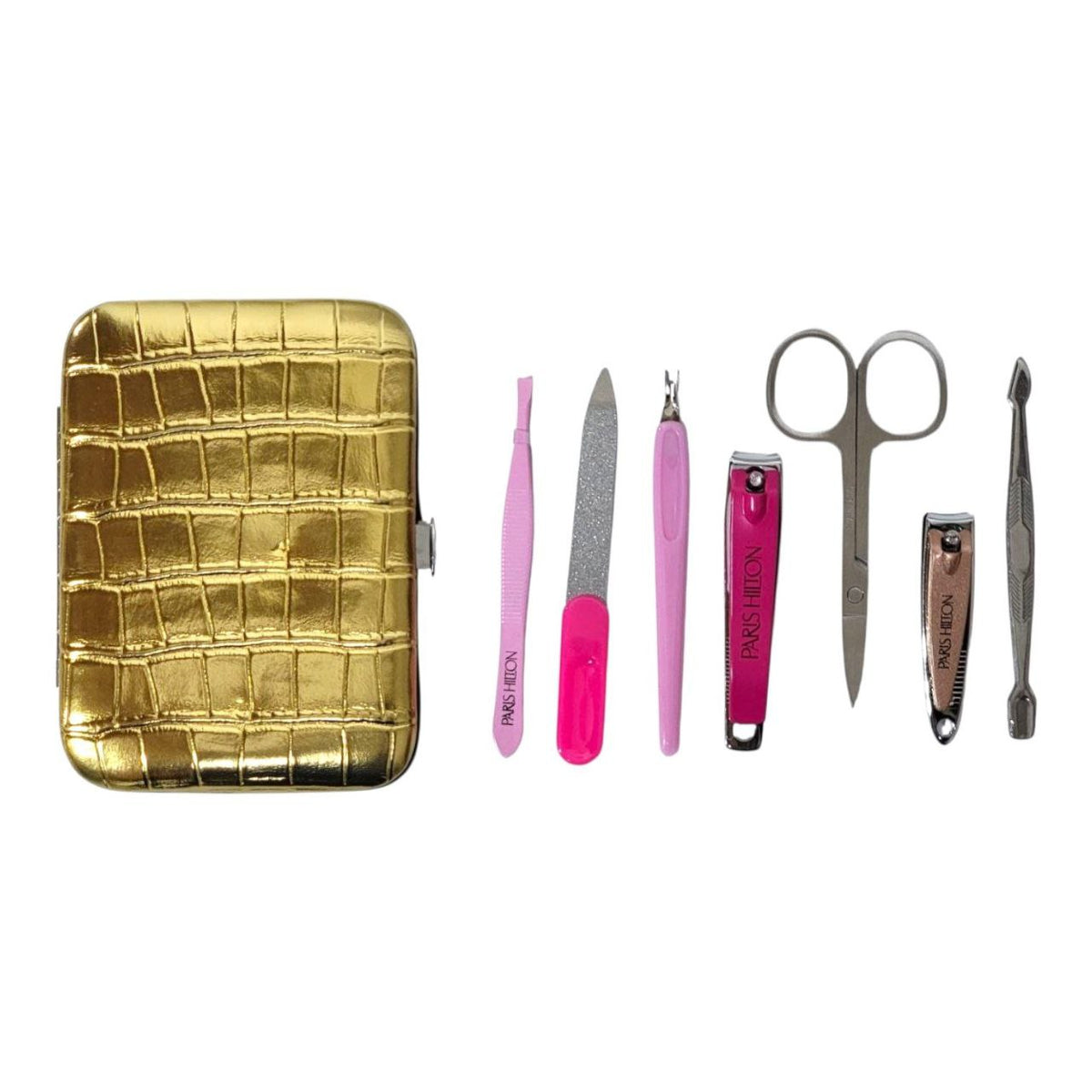 SET DE MANICURA Y PEDICURA CON ESTUCHE PARIS HILTON 7PCS