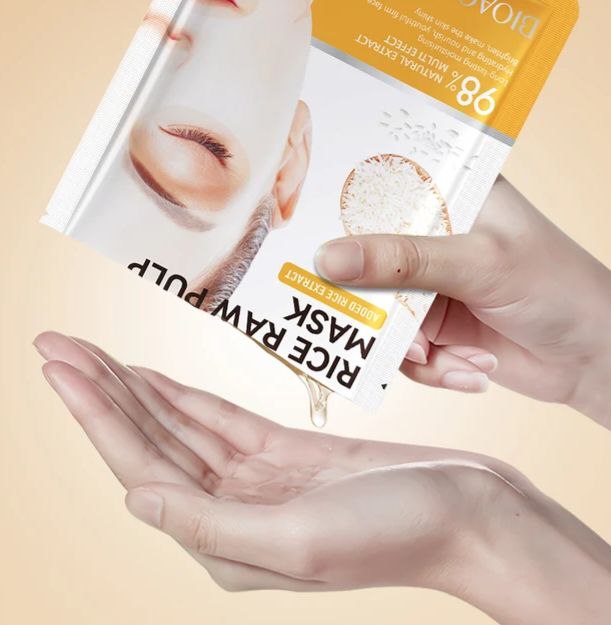 MASCARILLA FACIAL DE TELA HIDRATANTE Y NUTRITIVA CON PULPA CRUDA DE ARROZ BIOAQUA 25G