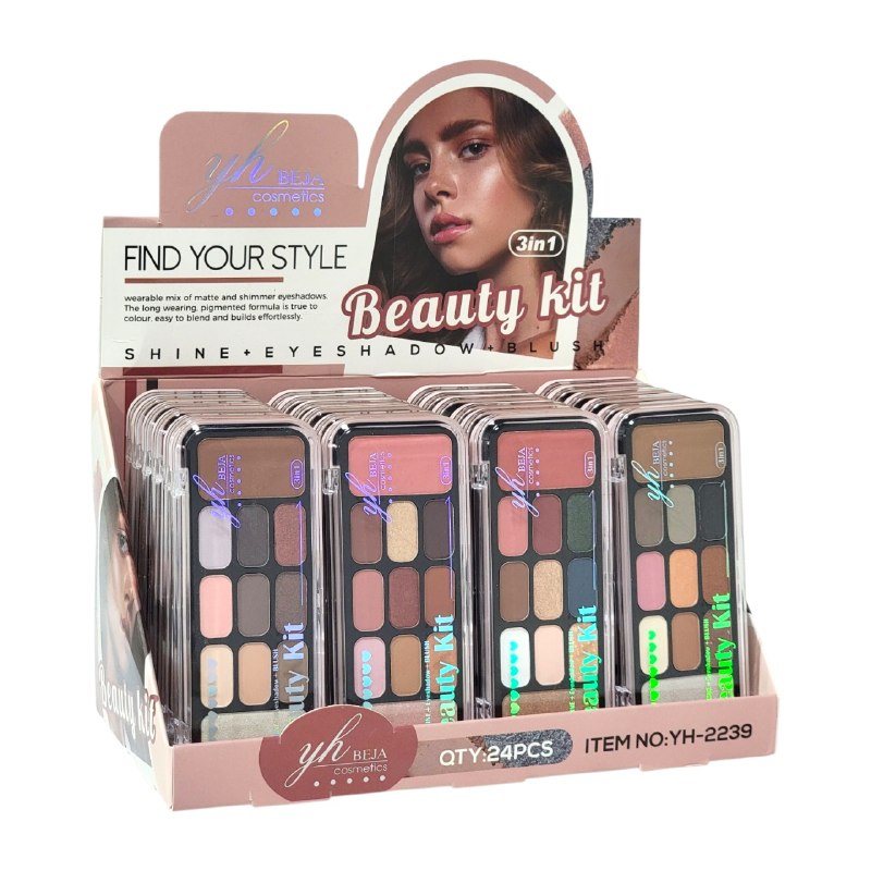 SOMBRAS DE OJOS EN PALETA DE TONOS NATURALES Y BRILLANTES YH BEJA COSMETICS 10G