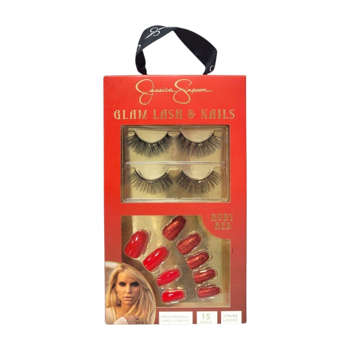 SET DE UÑAS PRESS ON Y PESTAÑAS POSTIZAS GLAM LASH & NAILS JESSICA SIMPSON 1 UND