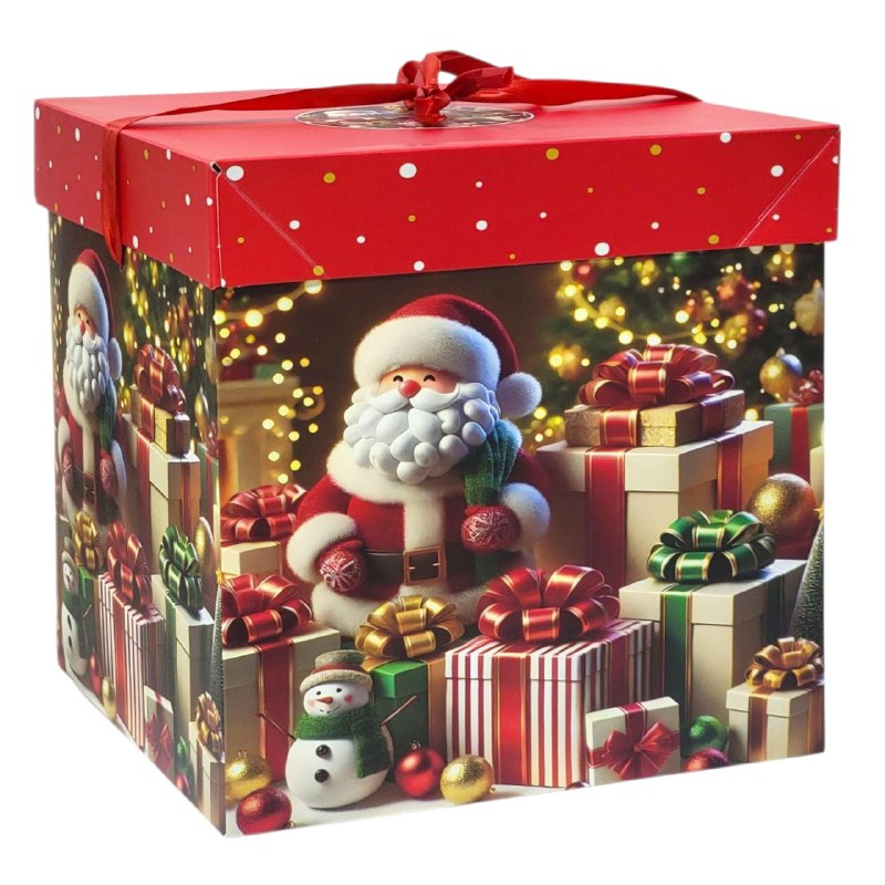CAJA DE REGALO NAVIDEÑA GRANDE 22X22X22CM