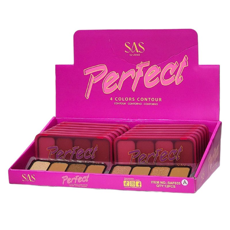 CONTORNO DE OJOS EN PALETA 2 CONTORNOS Y 2 ILUMINADORES USHAS SAS PERFECT, 2 COLORES