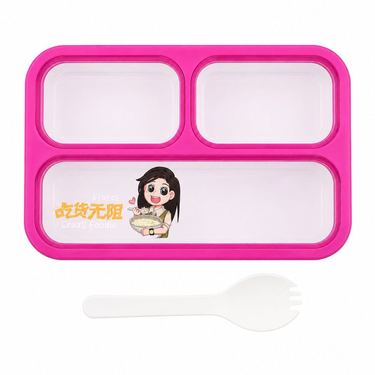 LONCHERA INFANTIL PREMIUM DE 3 COMPARTIMIENTOS CONTENEDOR ESCOLAR DE CONFORT PARA ALIMENTOS CON UTENSILIO INCLUIDO BENELI HOME 5x8 CM