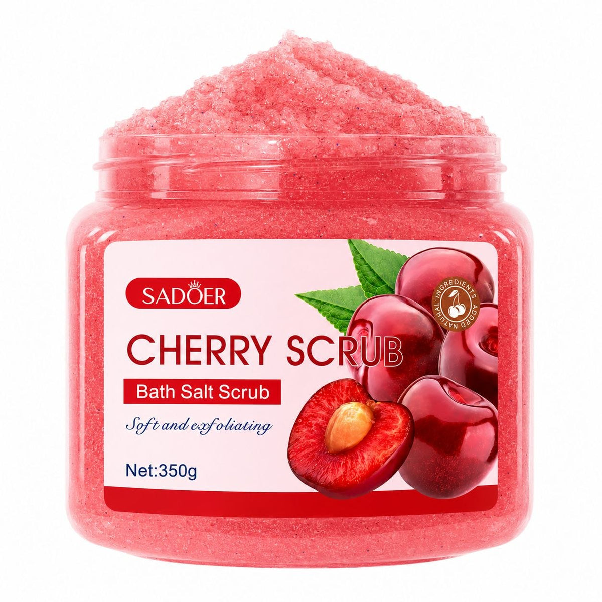 EXFOLIANTE CORPORAL DE SAL DE BAÑO CON EXTRACTO DE CEREZA SADOER 350 G / 12.35 OZ