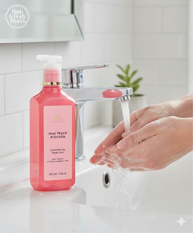 BATH & BODY WORKS JABON DE MANOS SUAVE Y LIMPIO PINK PEACH BLOSSOM 236ML