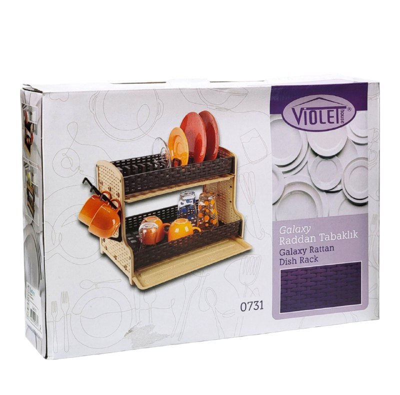 ESTANTE ORGANIZADOR Y ESCURRIDOR DE COCINA DE 2 NIVELES ELEGANTES TIPO RATAN VIOLET HOUSE