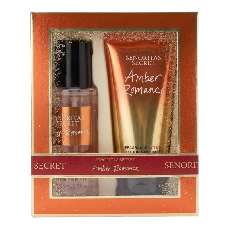 SET MINI SENORITAS SECRET AMBER ROMANCE SPLASH 75ML CREMA CORPORAL 75ML (M) (AROMA SIMILAR VICTORIAS SECRET AMBER ROMANCE)