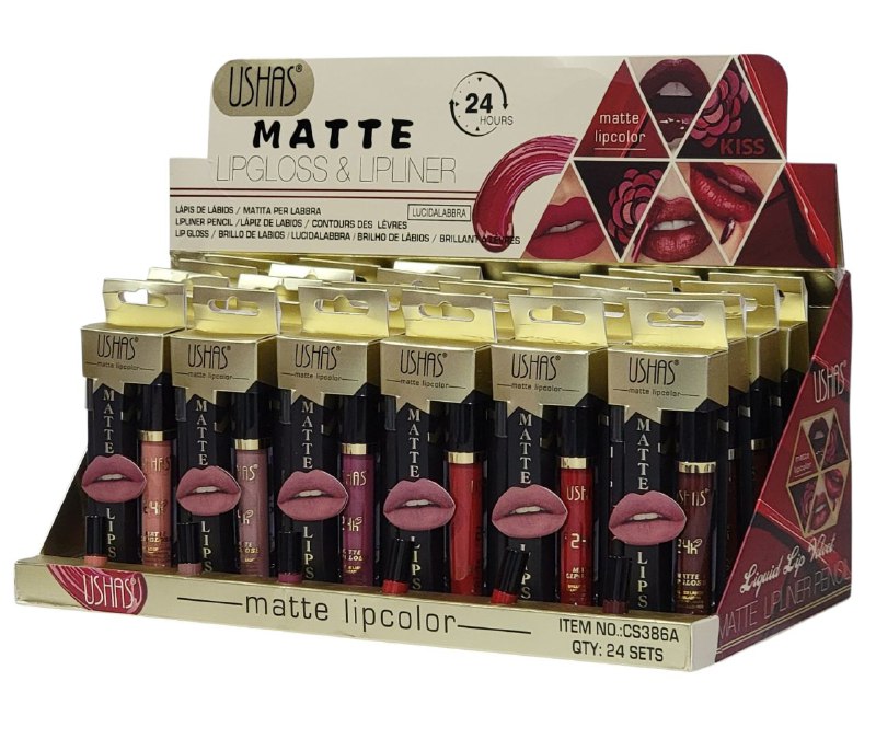 BRILLO LABIAL Y LAPIZ DELINEADOR DE LABIOS MATTE 6 TONOS USHAS