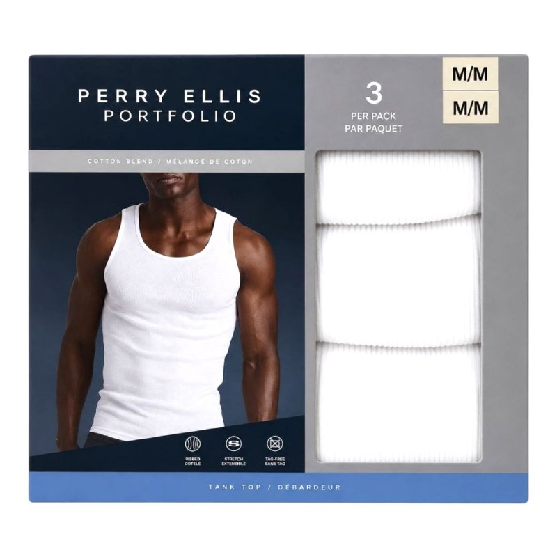 CAMISA CENTRO DE ALGODÓN PARA CABALLERO PERRY ELLIS 3 UNIDADES M