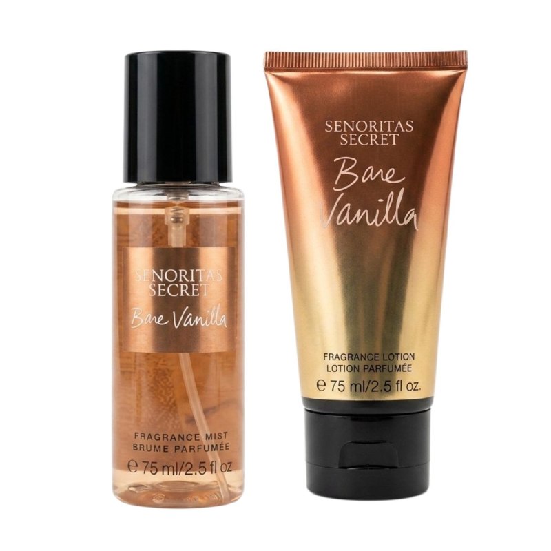 SET SENORITAS SECRET BARE VANILLA SPLASH 75ML CREMA CORPORAL 75ML (M) (AROMA SIMILAR VS BARE VANILLA)