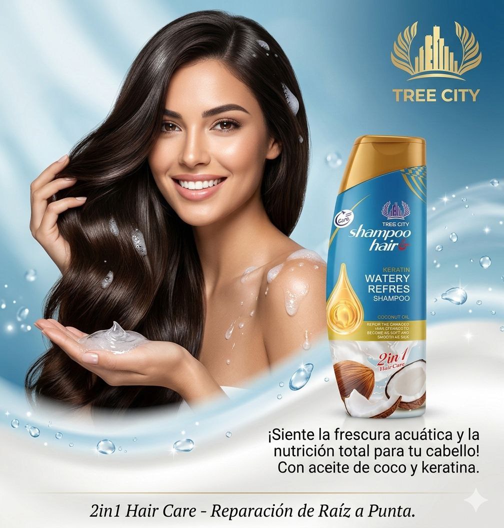 SHAMPOO DE ACEITE DE COCO ACUOSO Y REFRESCANTE TREE CITY 400ML