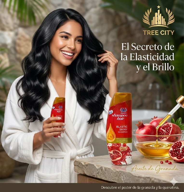 SHAMPOO DE ACEITE DE GRANADA CABELLO ELÁSTICO Y BRILLANTE TREE CITY 400ML