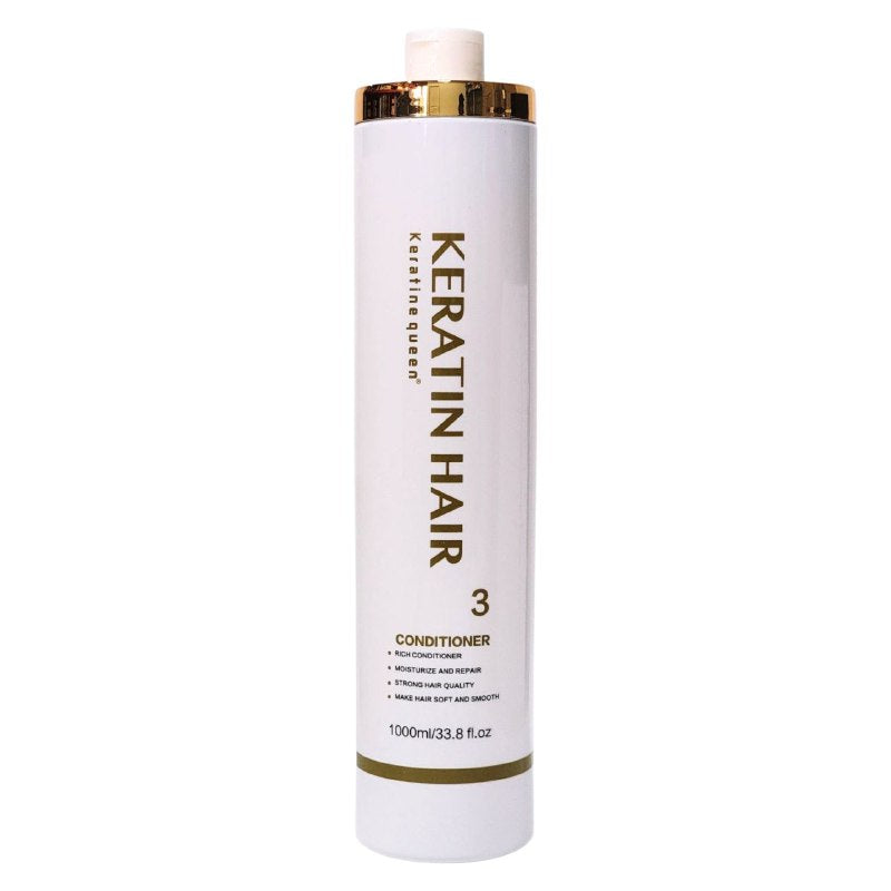 ACONDICIONADOR DE QUERATINA HIDRATA Y REPARA PROFUNDAMENTE EL CABELLO DAÑADO, FORTALECE Y SUAVIZA EL CABELLO KERATINE QUEEN KERATIN HAIR PASO 3 1000ML