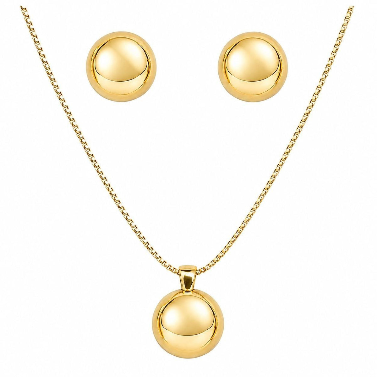 SET DE ENCHAPE PARA DAMA CADENA, DIJE Y TOPOS ESFERA LISA BALÍN