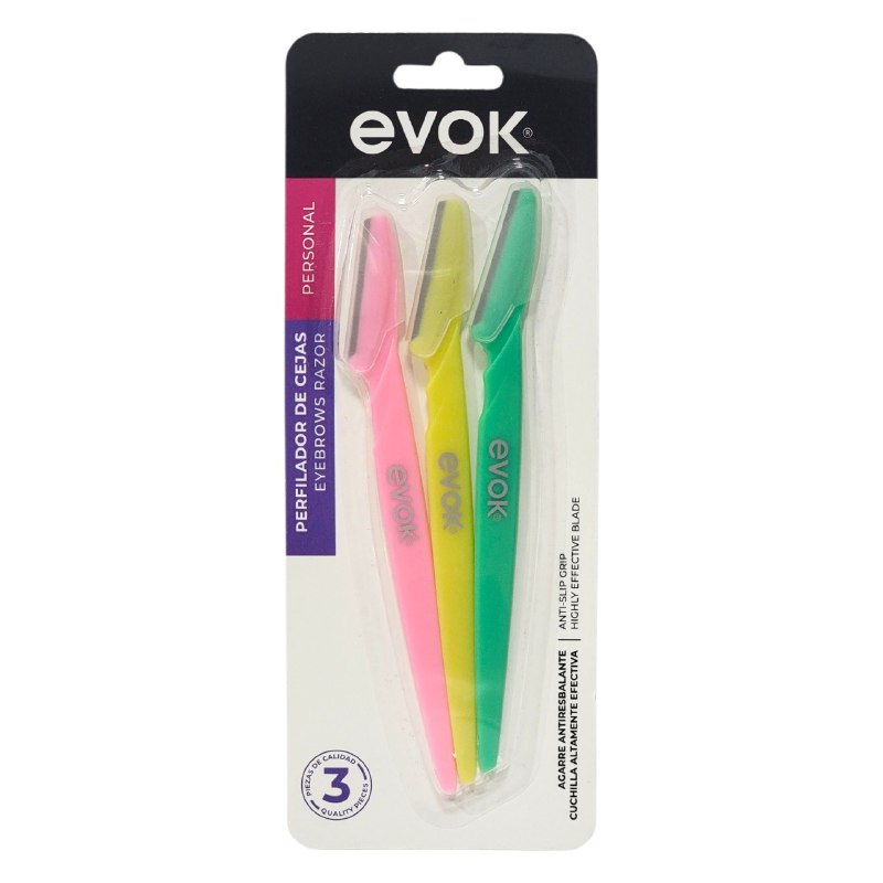 NAVAJAS AFEITADORAS PARA CEJAS EN SET DE 3 PIEZAS EVOK
