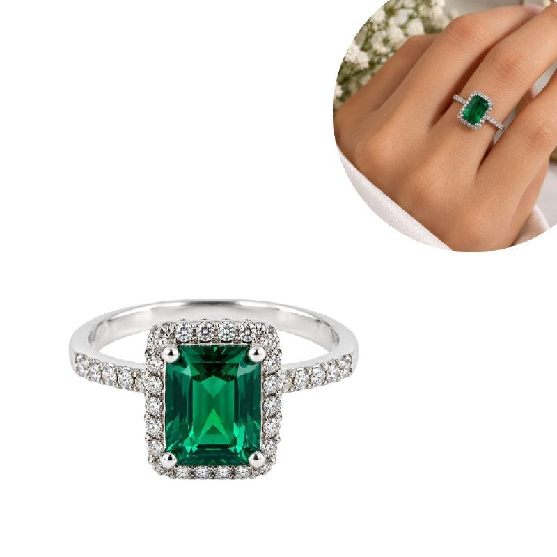 ANILLO DE ENCHAPE PARA DAMA CON DISEÑO CIRCON VERDE TALLA 10