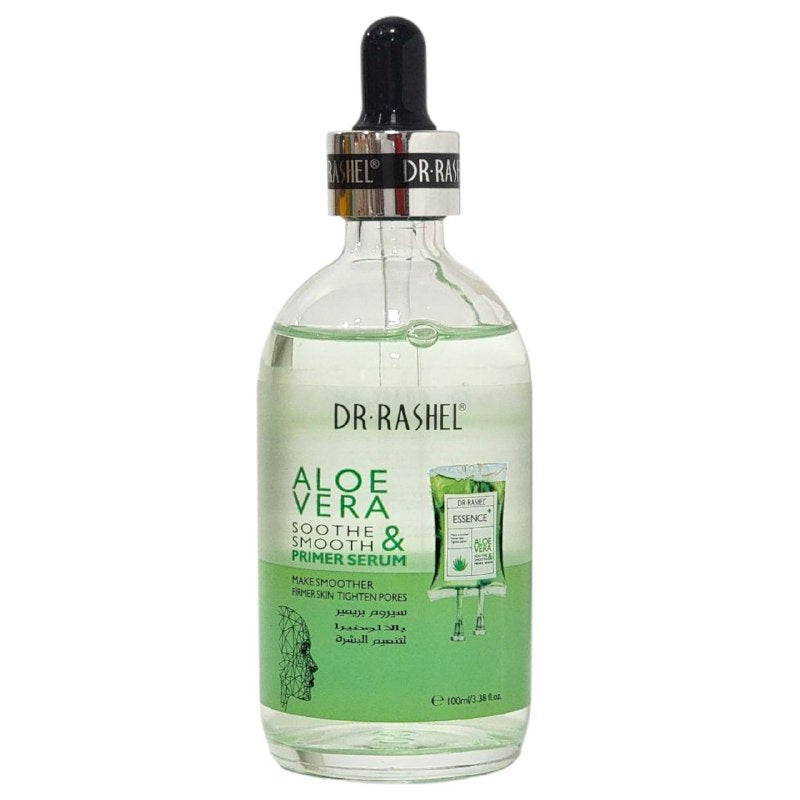 SUERO FACIAL SUAVIZANTE Y PREBASE DE ALOE VERA, CALMANTE Y SUAVIZANTE, DEJA LA PIEL SUAVE Y FIRME, PROTEGE LA PIEL DA BRILLO ELEGANTE DR RASHEL 100ML
