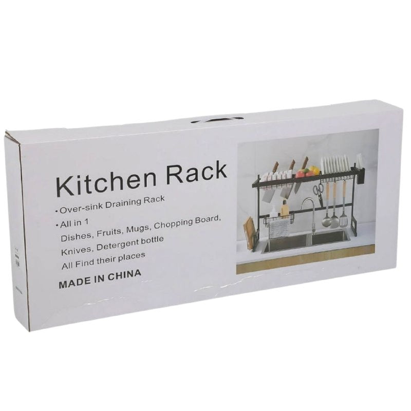 ESTANTE ORGANIZADOR Y ESCURRIDOR DE COCINA, SOBRE EL FREGADERO, ESTANTE DESMONTABLE DE SECADO DE PLATOS DE ACERO INOXIDABLE, FACIL DRENAJE GRAN CAPACIDAD KITCHEN RACK
