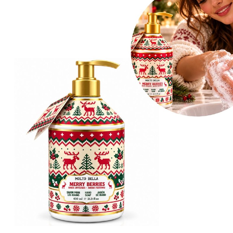 JABON LIQUIDO PARA MANOS SUAVE CON AROMA A BAYAS FESTIVAS MOLTO BELLA 630ML