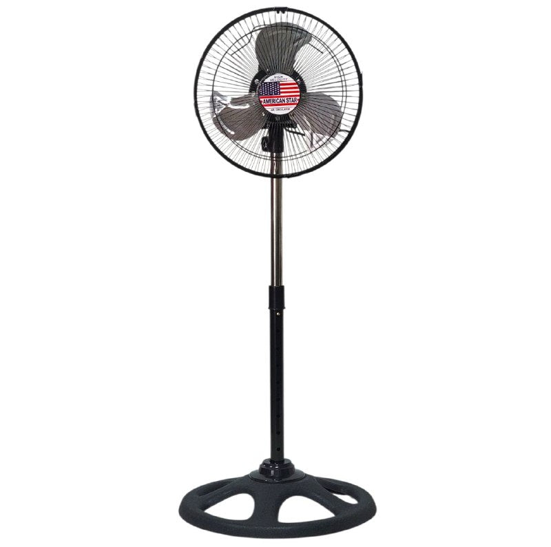 VENTILADOR DE PIE DE 10 PULGADAS DE METAL DE 3 VELOCIDADES, TAMAÑO AJUSTABLE AMERICAN STAR