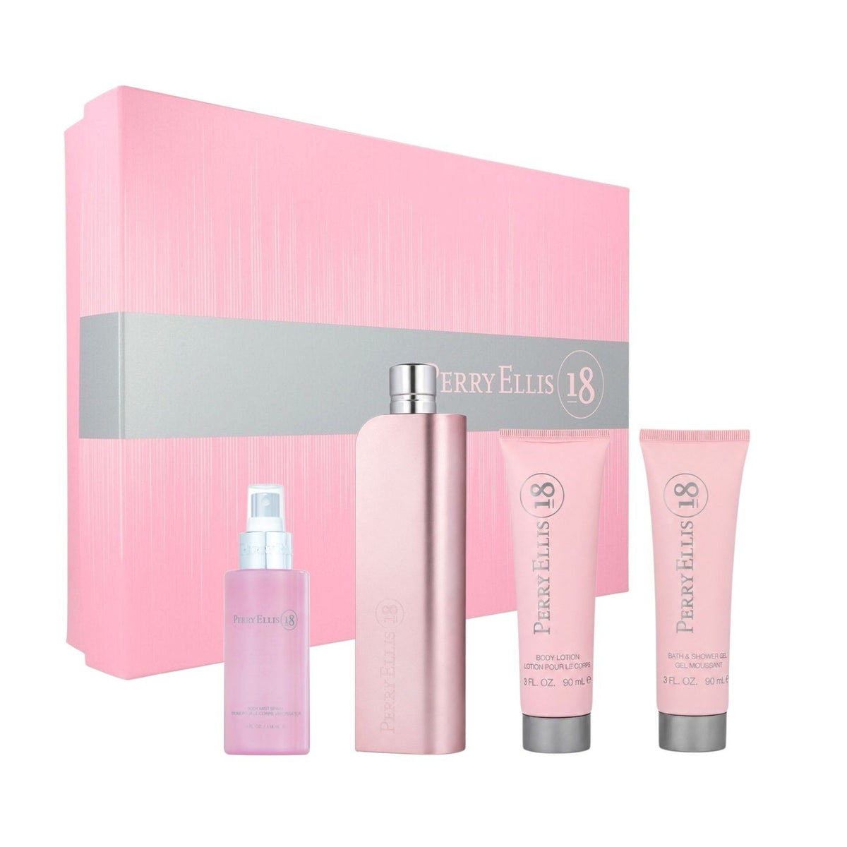 SET PERRY ELLIS 18 FOR WOMEN EDP 100ML, BODY MIST 120ML, SHOWER GEL 90ML, BODY LOTION 90ML (M)