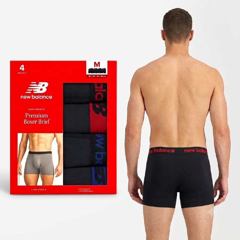 ROPA INTERIOR PARA CABALLERO NEW BALANCE BOXER BRIEF 4 UNIDADES