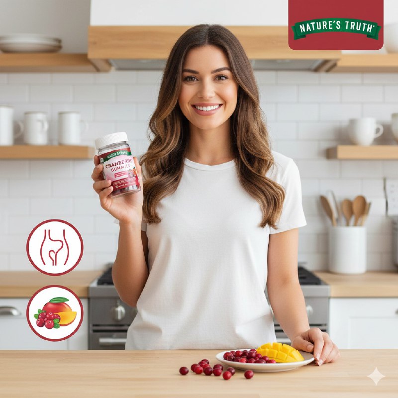 VITAMINAS EN GOMITAS DE ARANDANO ROJO Y MANGO QUE PREVIENEN ENFERMEDADES URINARIAS NATURES TRUTH 30UND