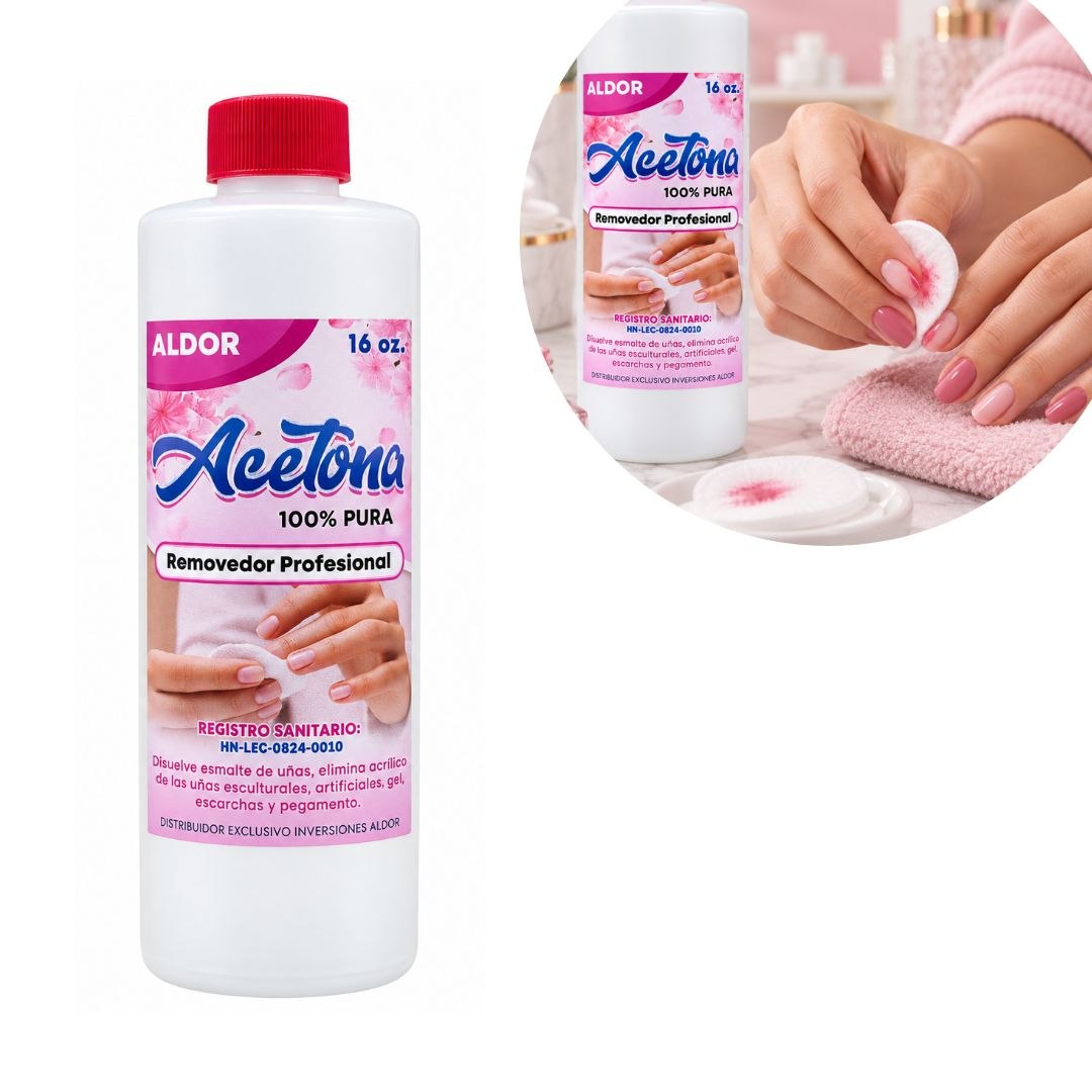 REMOVEDOR PROFESIONAL DE ACETONA 100% PURA ALDOR 474ML