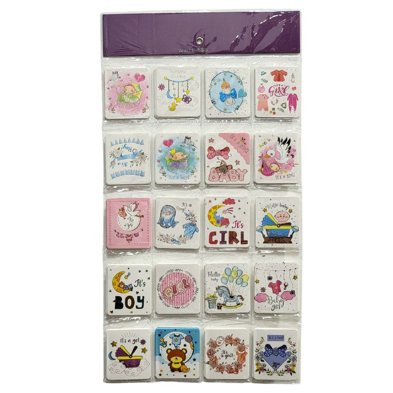 DECORACION ADORNO PAQUETE DE TARJETAS DE FELICITACIONES O ETIQUETAS DE REGALO CON TEMATICA DE BEBE BABY SHOWER 140UND