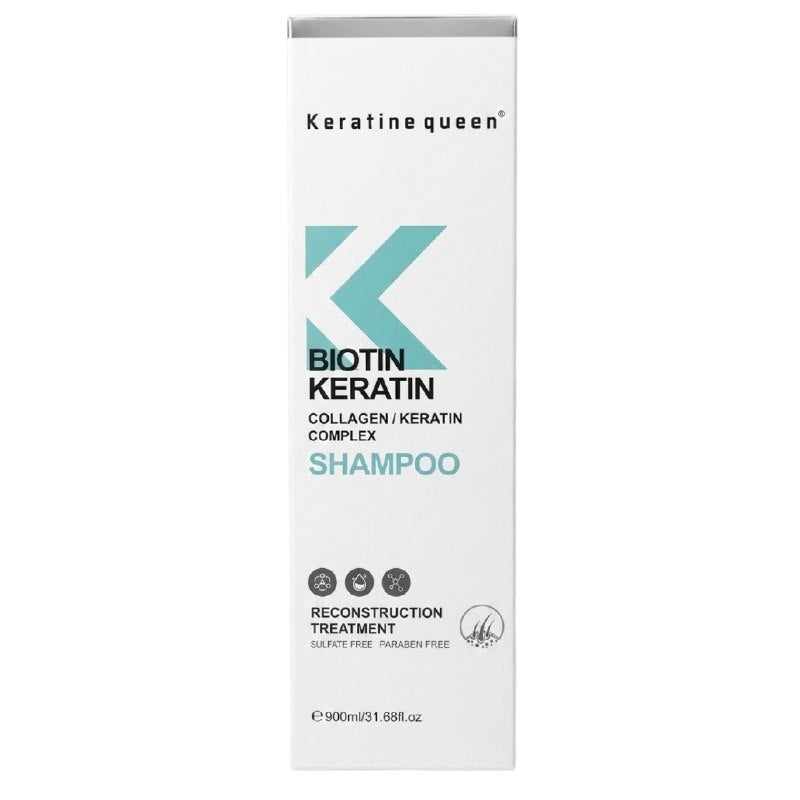 SHAMPOO FORTALECEDOR Y PURIFICANTE CON BIOTINA Y COMPLEJO DE COLAGENO Y QUERATINA KERATINE QUEEN 900ML