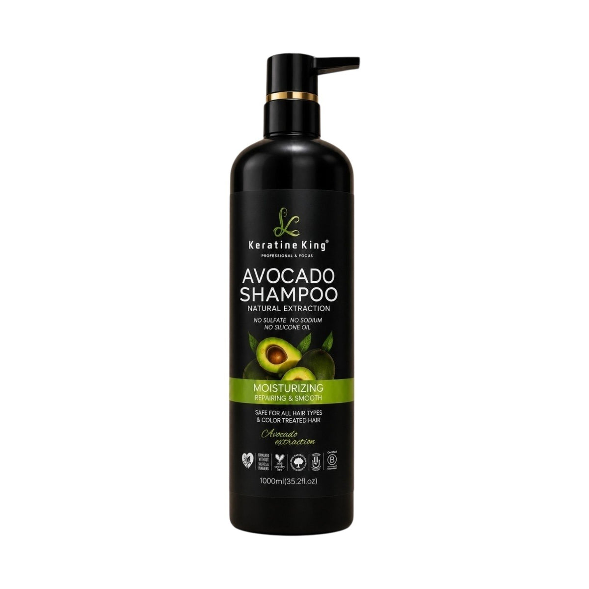 SHAMPOO DE AGUACATE PURIFICANTE Y NUTRITIVO KERATINE KING 1000ML