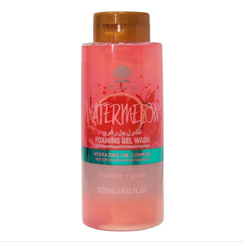 GEL DE DUCHA ESPUMOSO CON EXTRACTO DE SANDIA NIACINAMIDA Y MANTECA DE KARITE RAKO 532ML