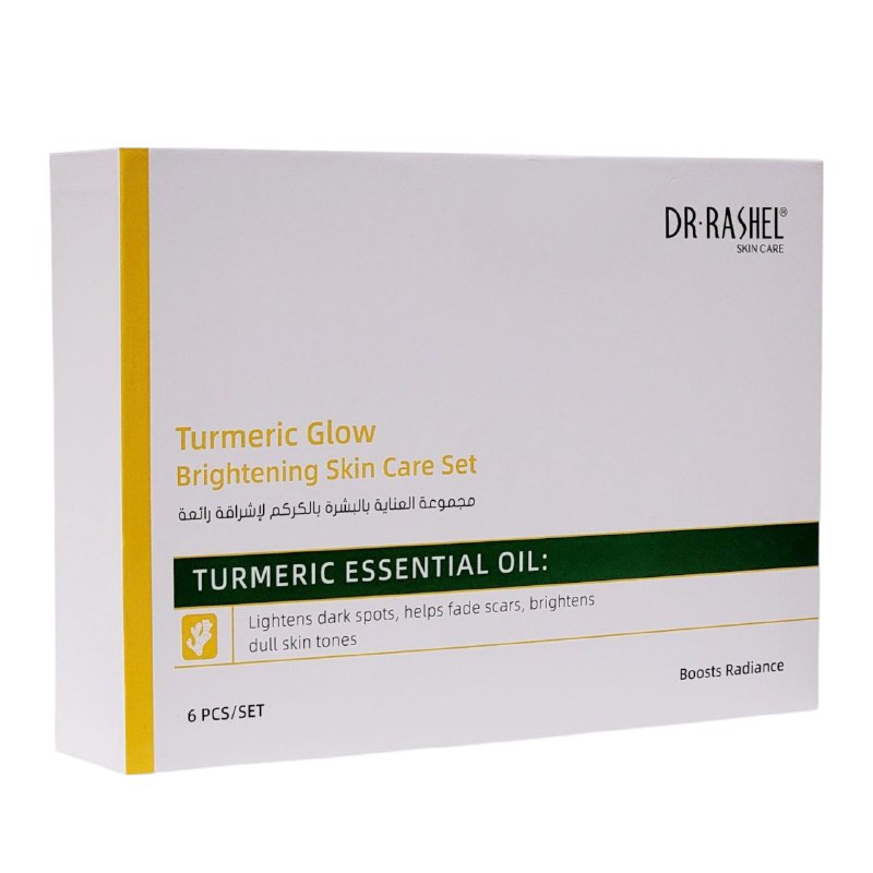 SET DE CUIDADO FACIAL DE CURCUMA EFECTO ILUMINADOR E HIDRATANTE 6PCS DR RASHEL