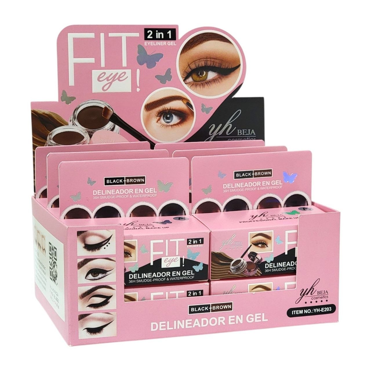 GEL DELINEADOR EN GEL COLORACIÓN PRECISA TEXTURA SUAVE NO SE OBSTRUYE DELINEADO PRUEBA DE MANCHAS Y RESISTENTE 3 TONOS YH BEJA COSMETICS 2X8G