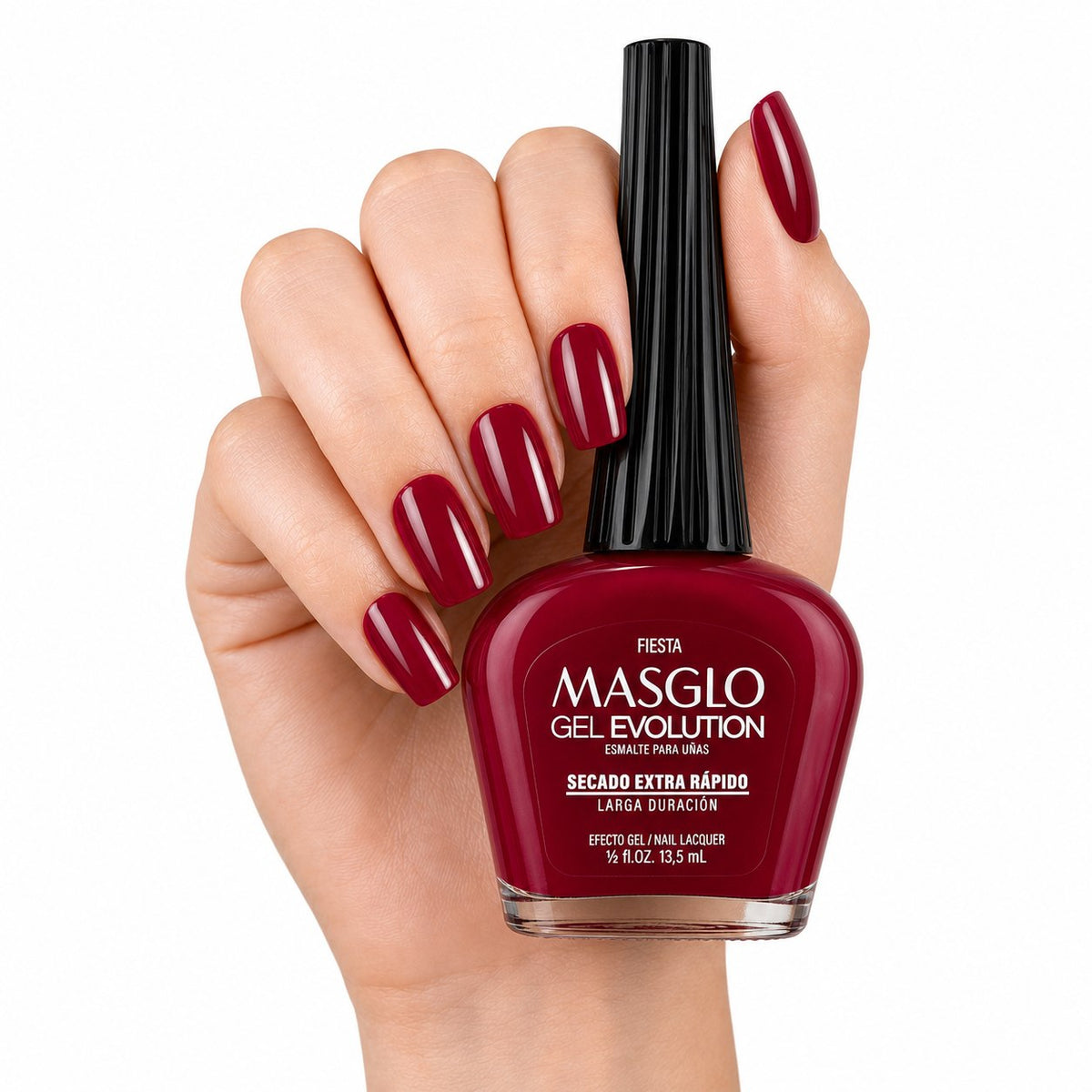 ESMALTE DE UÑAS CON EFECTO GEL DE SECADO EXTRA RÁPIDO MASGLO GEL EVOLUTION PASO 2 "ESTILO FIESTA" 13.5 ML