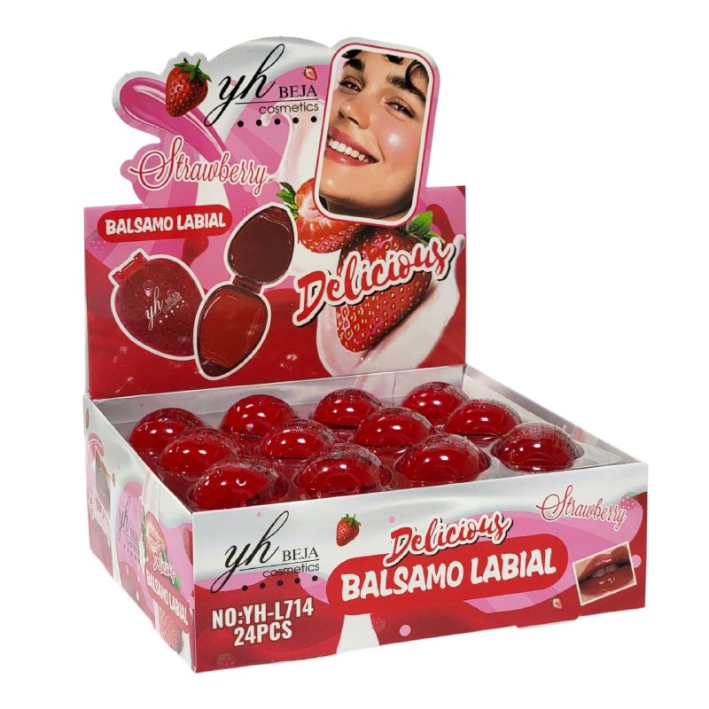 BRILLO LABIAL BALSAMO EN FORMA DE FRESA HIDRATANTE 15G YH BEJA COSMETICS