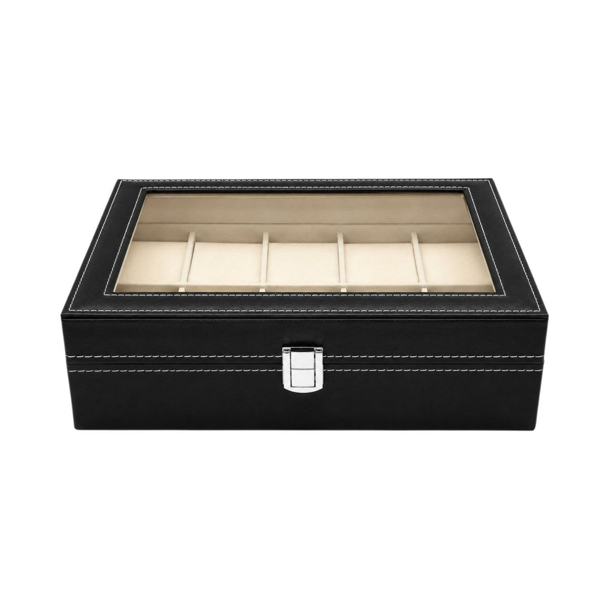 ORGANIZADOR PARA RELOJ FABRICADO CON PIEL SINTÉTICA DE PRIMERA CALIDAD SUAVE CUBIERTA DE TERCIOPELO 21X26CM