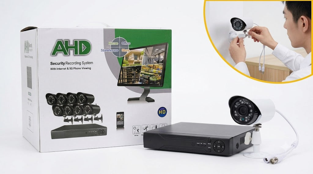 KIT DE CAMARAS DE SEGURIDAD AHD 8 CANALES DISCO DURO 2TB CON MONITOREO 5G