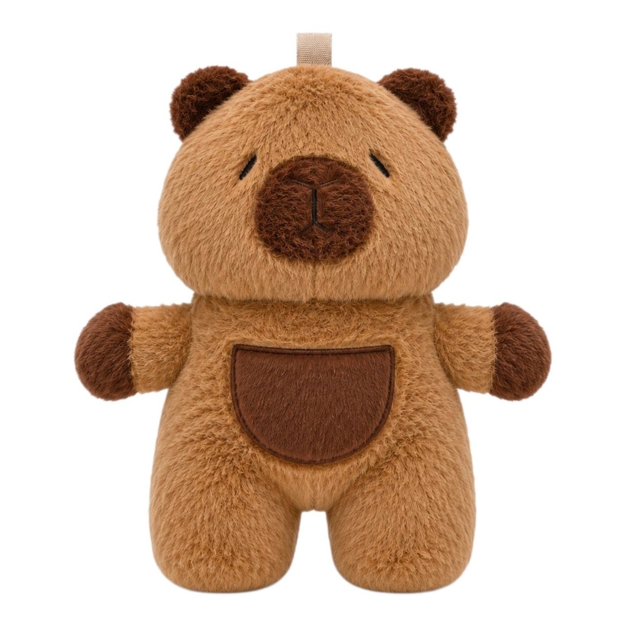MOCHILA DE PELUCHE DE CAPIBARA PREMIUM BOLSO INFANTIL DE FELPA SUAVE DE GRAN CAPACIDAD CON FRUTA INTERACTIVA Y CORREAS AJUSTABLES 27x25 CM