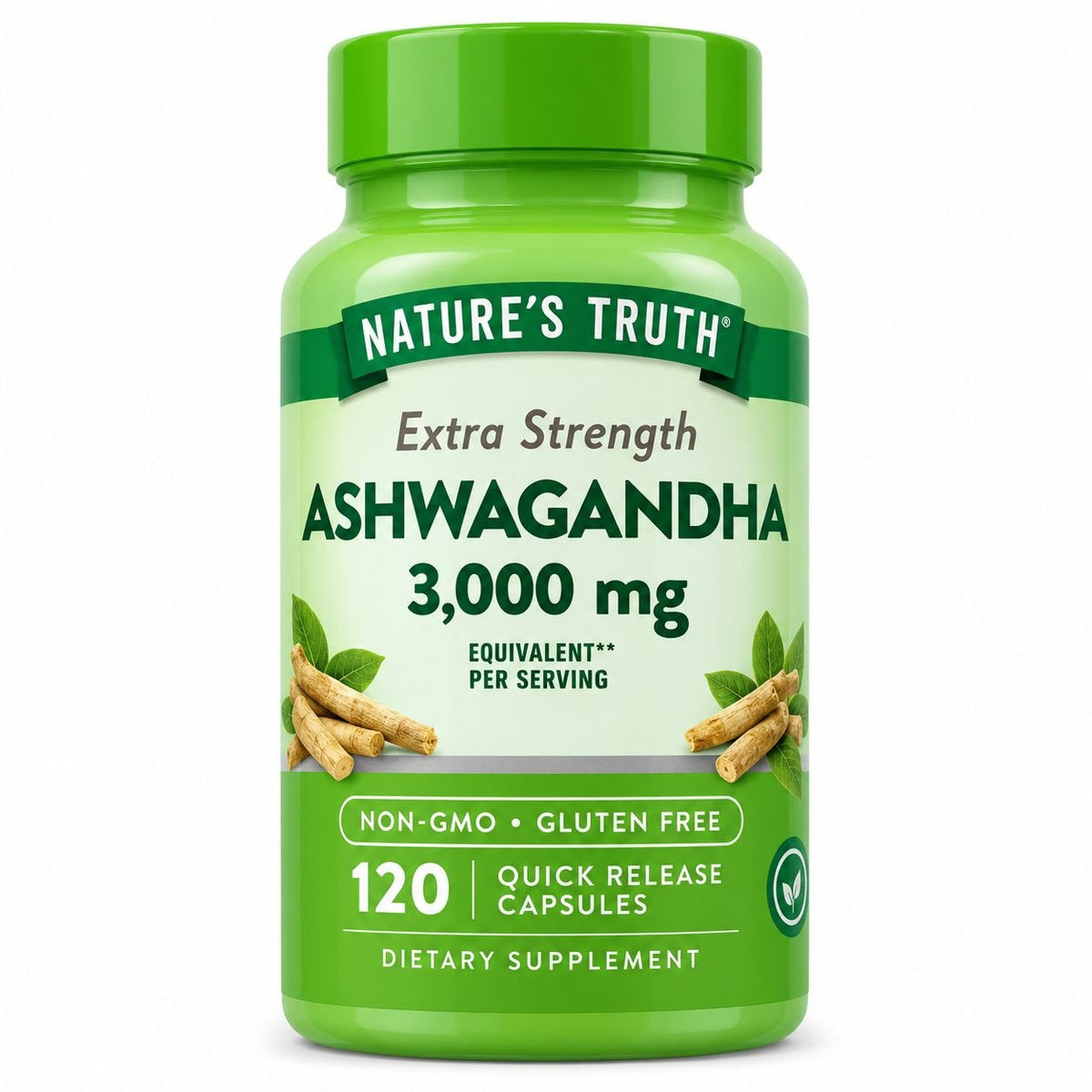 VITAMINAS FUERZA ADICIONAL ASHWAGANDHA 3000MG, SIN GLUTEN, CAPSULAS DE LIBERACION RAPIDA NATURE S TRUTH 120UND