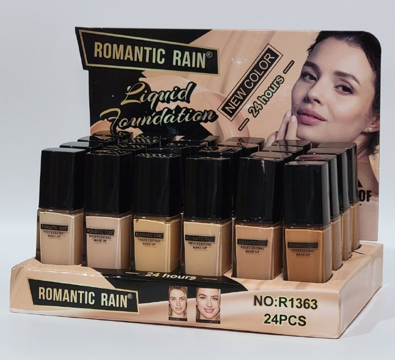 BASE LIQUIDA PARA TODO TIPO DE PIEL LARGA DURACION DE 24H RESISTENTE AL AGUA ROMANTIC RAIN 40ML (DUPE MAYBELLINE)