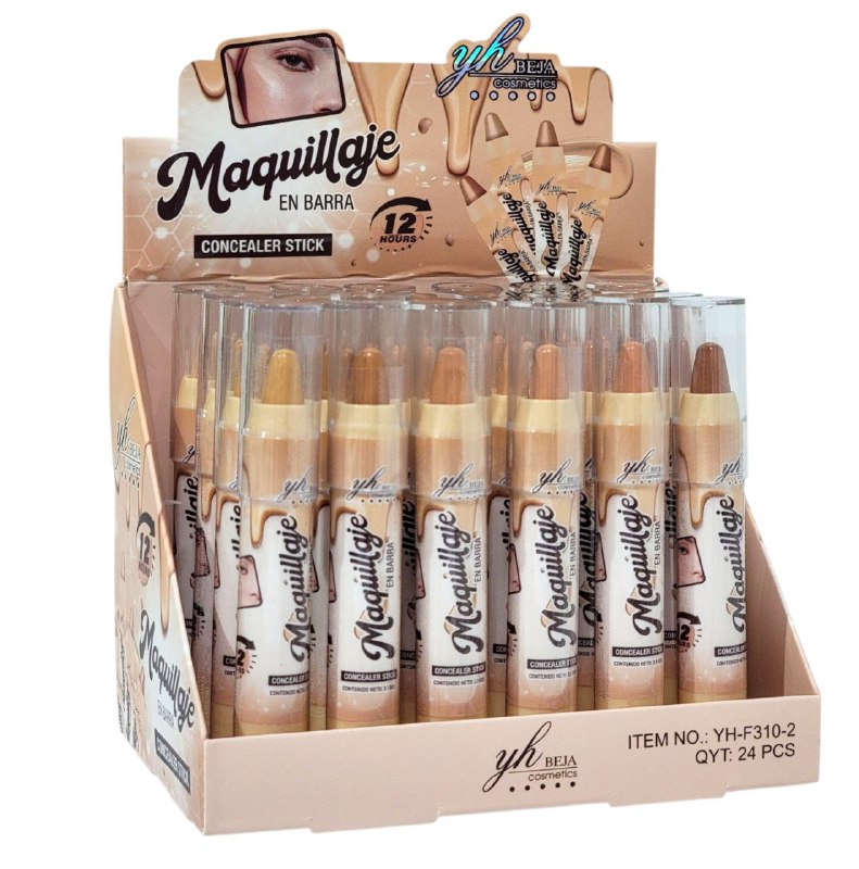 CORRECTOR DE MAQUILLAJE EN BARRA DE LARGA DURACION 12H, 6 TONOS 3.1G, SE ADAPTA A TU TONO DE PIEL DE COBERTURA PERFECTA Y APARIENCIA NATURAL YH BEJA COSMETICS