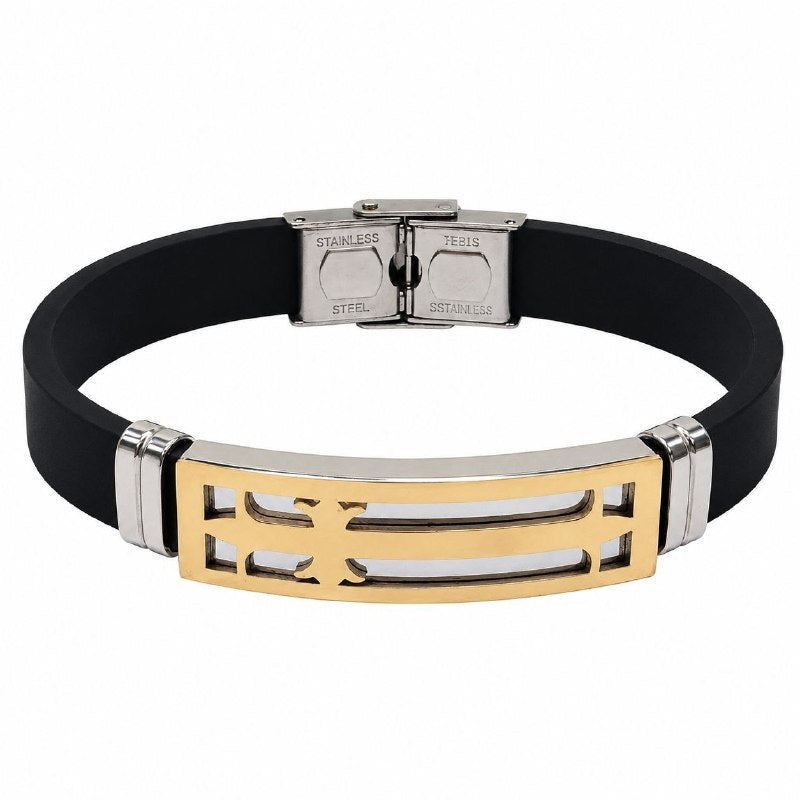 PULSERA DE ENCHAPE PARA CABALLERO, DISEÑO CRUZ 21CM