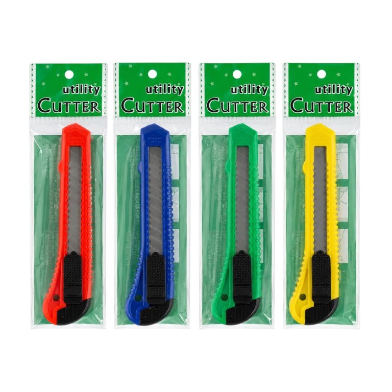 CUTTER RETRACTIL HOJA SEGMENTADA CON MANGO ERGONOMICO 4 COLORES
