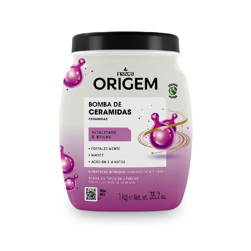 MASCARILLA PARA EL CABELLO DE BOMBA DE CERAMINAS HIDRATANTE Y DA BRILLO NAZCA ORIGEM 1KG