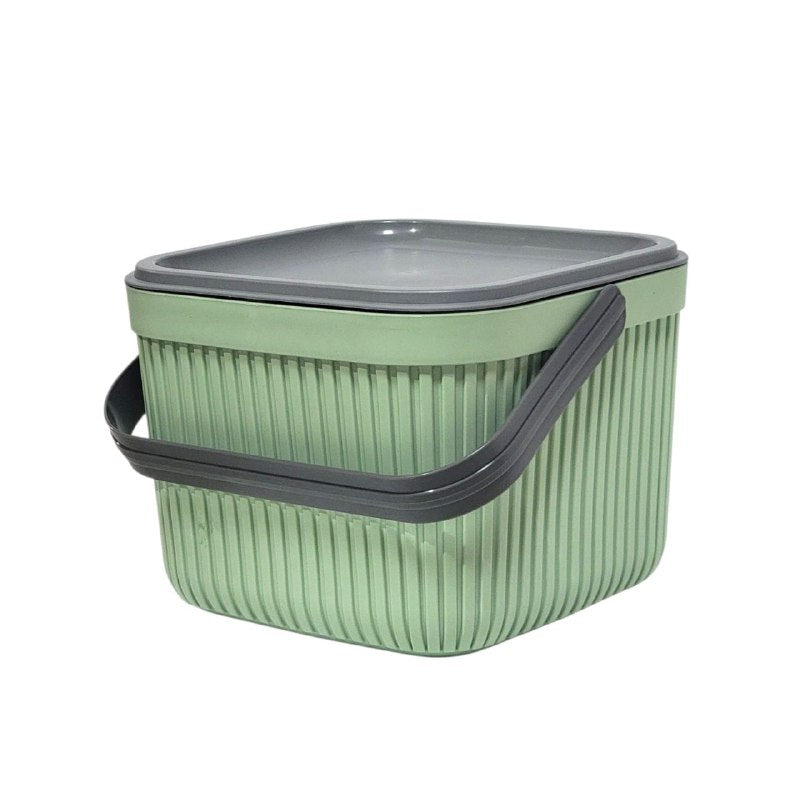 CANASTA ORGANIZADORA CON TAPA Y ASA COMODA Y PRACTICA, ACCESORIO PARA EL HOGAR, MANTIENE ORDEN DE FORMA COMPACTA MORDERNA HEREVIN 25X18CM
