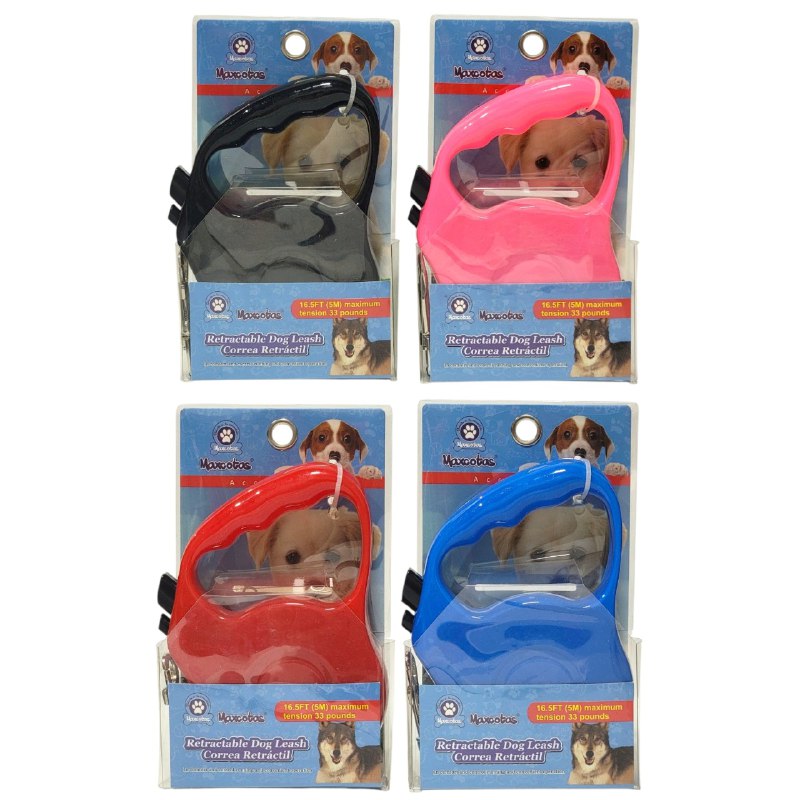 CORREA PARA PERROS RETRACTIL DISTANCIA DE 5M CARGA 33LBS MAXCOTAS